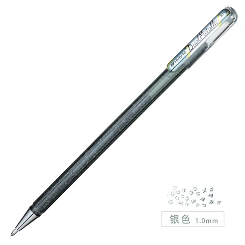 Гибридный двойной гель с металлическим эффектом Pentel, ручка 1,0 мм, блестящие гелевые ручки для скрапбукинга, креативные канцелярские принадлежности для творчества, Kawaii, школьные принадлежности K110 - Цвет: Silver