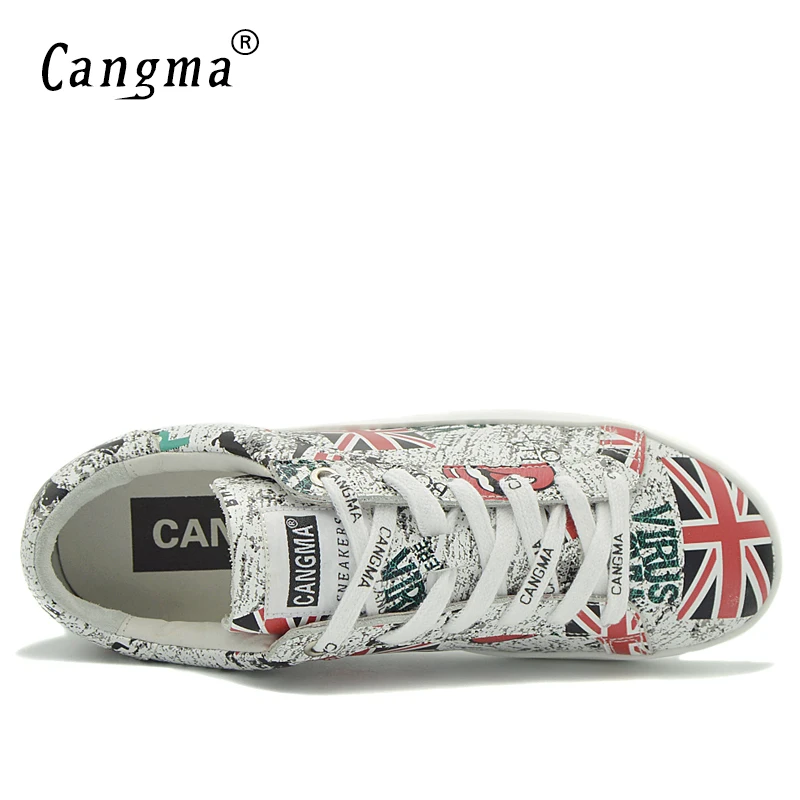 Женские кроссовки из натуральной кожи с принтом на плоской подошве|designer flat shoes|flat