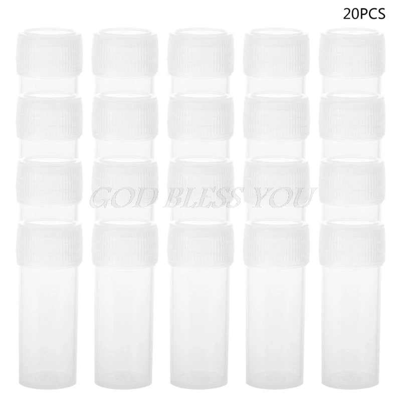 

20PCS 5ml Plastic Test Tubes Vials Sample Container Powder Craft Screw Cap Bottles for Office School Chemistry Supplies