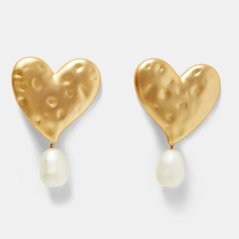 

Bestessy 2019 New Earrings Za Style Golden Heart Little Water Drop Simulated-Pearl Fashion Earrings For Women Jewelry Wholesale