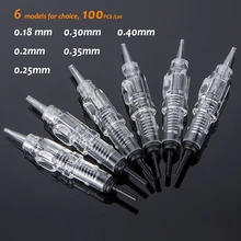 100 шт легко нажмите 600D-G иглы татуировки 1RL одноразовые обеззараженные для перманентного макияжа картридж иглы Советы для бровей губ