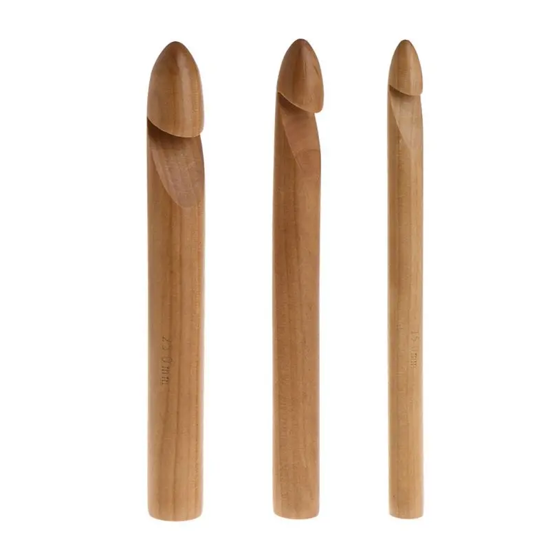 

Crochet Hook Thick 15/20/25mm DIY Knitting Needle Tool Natural Wood Scarf Crafts Jewelry Findings Components Xmas