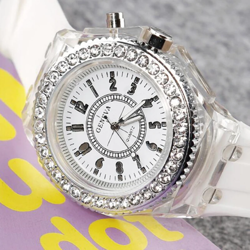 Luminous LED Sport Watches Women Quartz Watch ladies Women Men Silicone Wristwatches glowing Lover Watches (2)