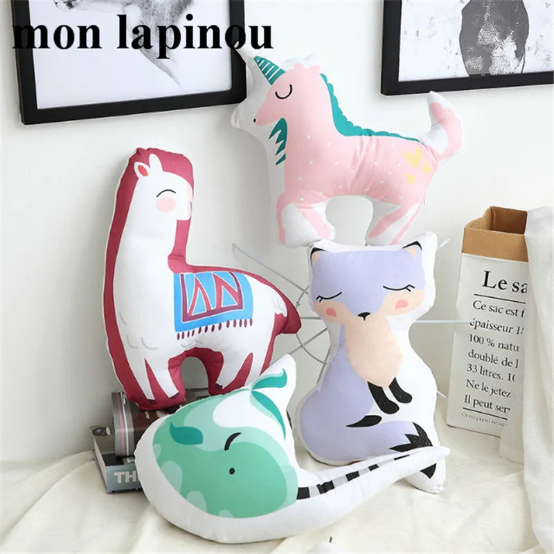 

Cute Unicorn Pillow Cartoon Stuffed Animal Soft Cushion Alpaca ,Narwhal,Fox Baby Kids Cotton Throw Pillow Home Decor