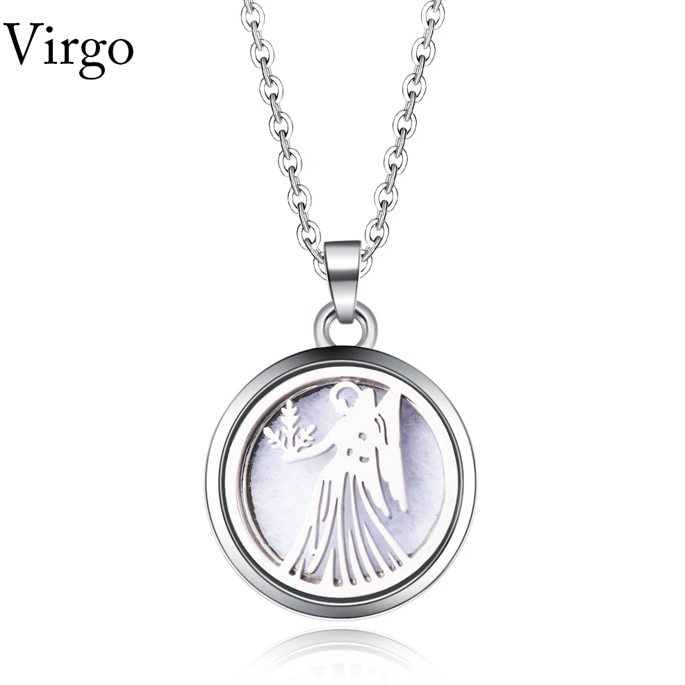 Virgo изображение открытый Арома диффузор ожерелье кулон 316L нержавеющая сталь