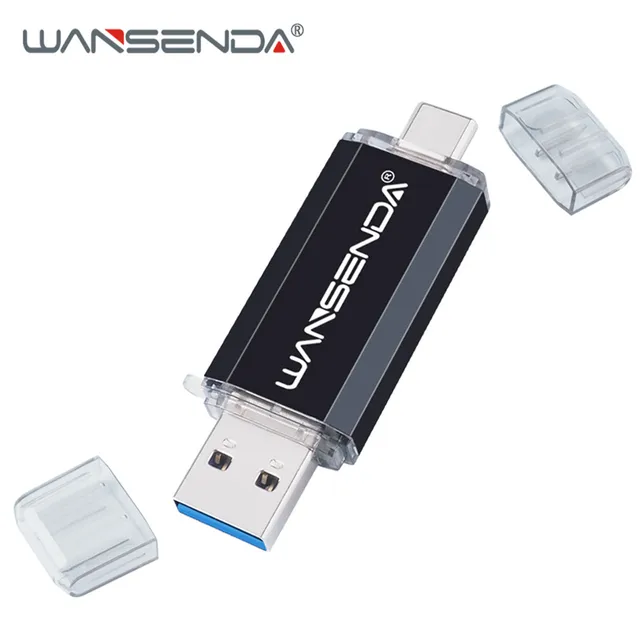 Hotsale WANSENDA OTG USB Flash Drive Type C Pen Drive 512GB 256GB 128GB 64GB 32GB 16GB USB Stick 3.0 Pendrive for Type-C Device black