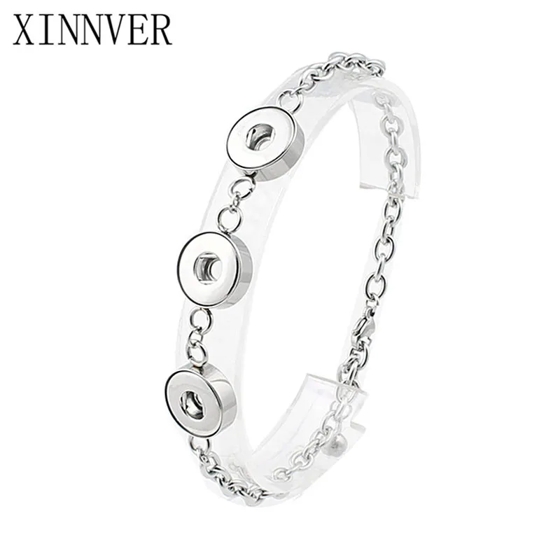 

Wholesale New Trendy Stainless Steel Xinnver Snap Bangles& Bracelets Beauty Fit Three 12mm snap buttons For women men ZE280