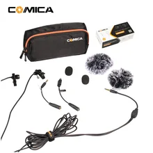 COMICA Smartphone Dual head Lavalier DSLR Camera Microphone for Iphone Sony A7R A6300 GoPro Interview Vlogging