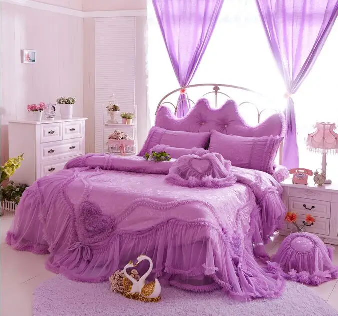 cheap Free shipping cotton lace embroidery bedding without filling Korean Princess bedskirt wedding bedding twin full queen king size
