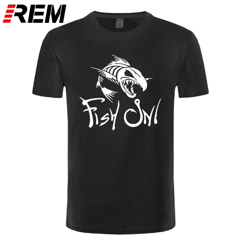 REM Fish On, модная футболка с принтом, забавная футболка Angry Fishbone Fish, летняя новинка, мужские хлопковые футболки, футболки высшего качества