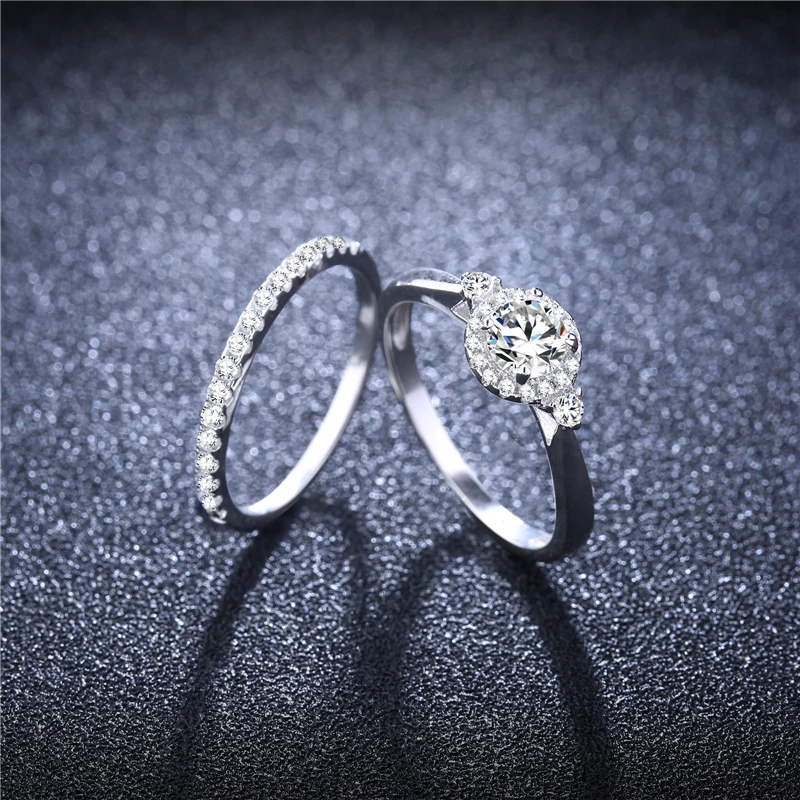 Romad Fashion Silver Women Wedding Rings Clear Cubic Zirconia Couple Rings Set For Women Men Engagement Jewelry Dropship Z3