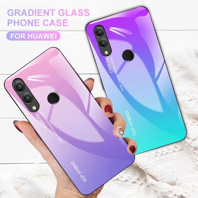 Градиентный чехол из закаленного стекла для Huawei Honor 8X 8 Lite задняя крышка Защитное