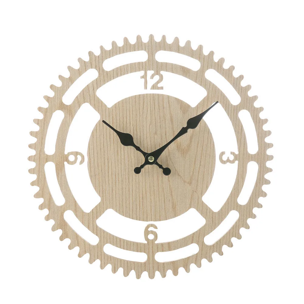 Vintage Rustic Wooden Wall Clock Antique Shabby Retro Home Kitchen