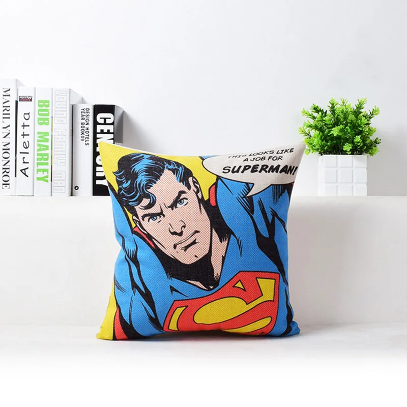 Чехол для подушки с героями мультфильма «Супермен», «Капитан Америка», «Супермен», «Железный человек», «Бэтмен», для дивана, стула, декоративный льняной чехол для подушки