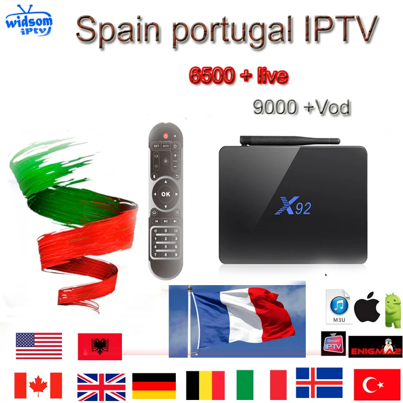 X92 Android TV 1 год Испания IP испанский канал M3u Abonnement Ip tv Великобритания Италия Франция