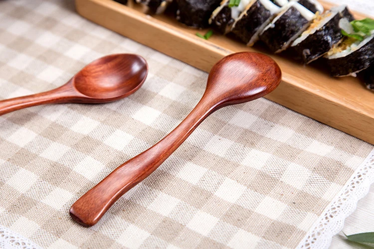 Small Natural Wood Spoons Korean Style Rice Soup Spoon Kids Baby Dessert Ice Cream Spoon Wooden Kitchen Cutlery Tableware (1)