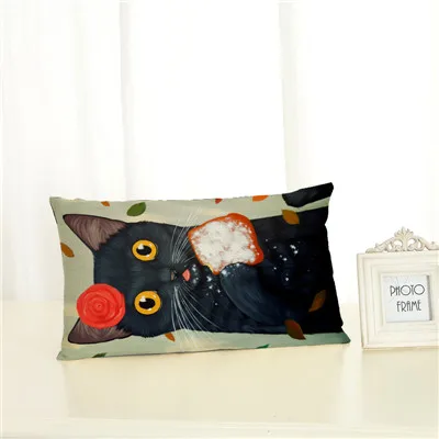 Высокое качество Кошка Домашняя одежда поясничная подушка стул наволочка мягкий чехол для подушки Cojines Almofadas хлопок лен квадратный 30x50 - Цвет: 8