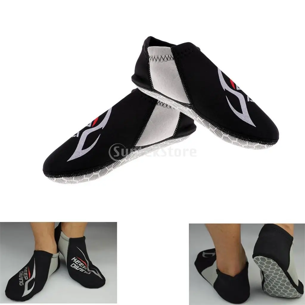 3mm Neoprene Scuba Diving Warm Socks Beach Swimming Surfing Snorkeling Kayak Water Sports Shoes Boots Equipment XS-XL Gray Black