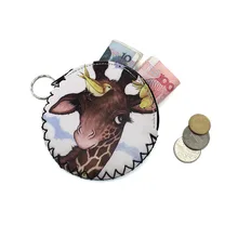 Высокое качество с милым мультипликационным принтом «граффити» Животные PU Сумка для монет для девочек кожаный брелок с цепочкой, на молнии с изменением женский кошелек, клатч