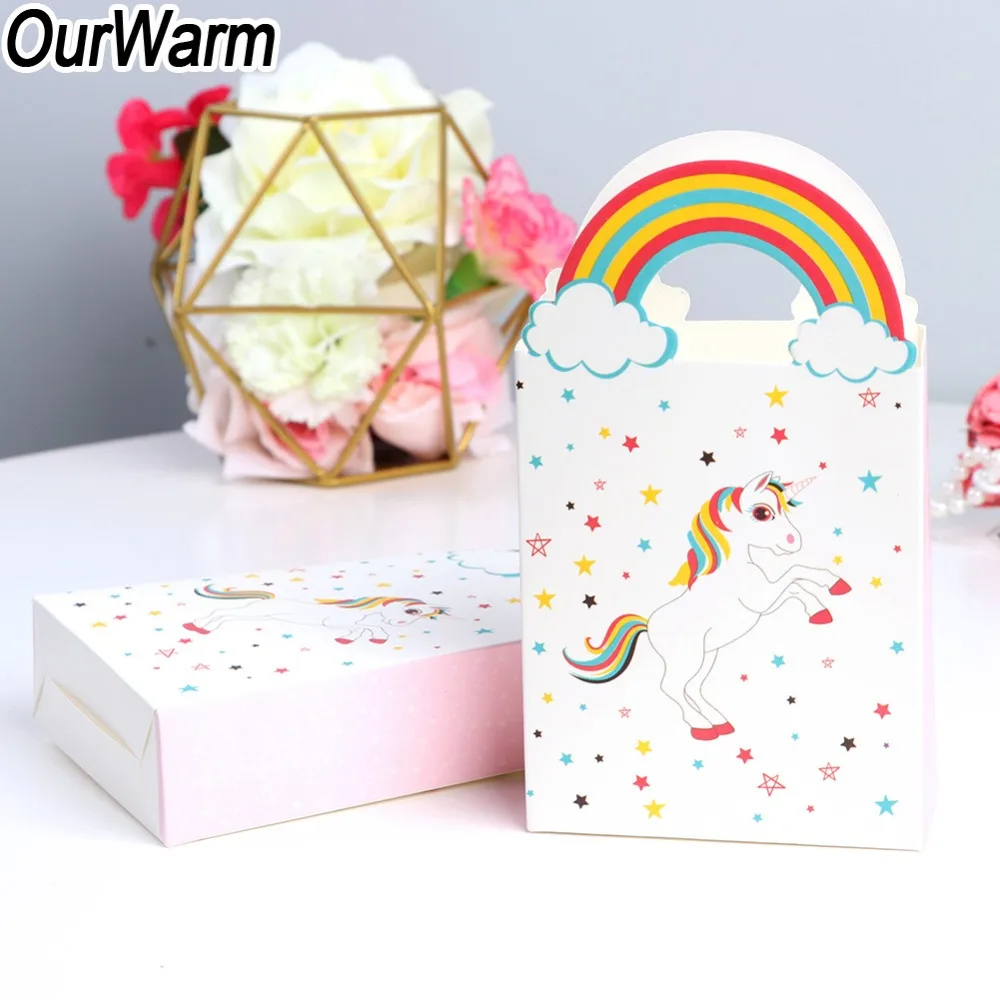 

OurWarm 10Pcs Unicorn Gift Bags with Handles Kraft Paper Bag for Candy Gift Packing Pouches Unicorn Birthday Party Supplies