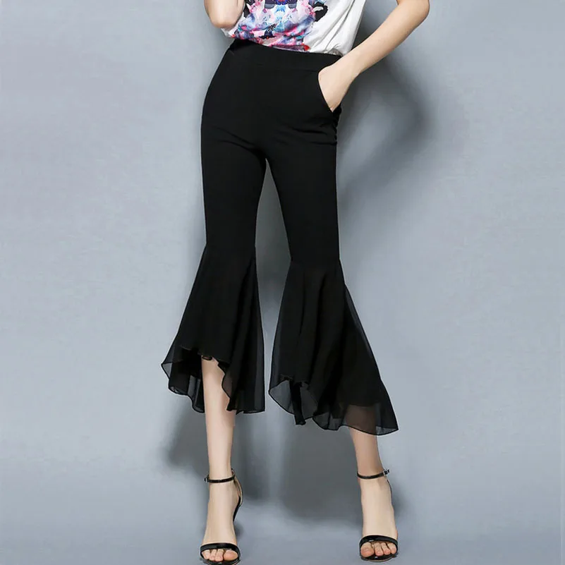 chiffon flare pants