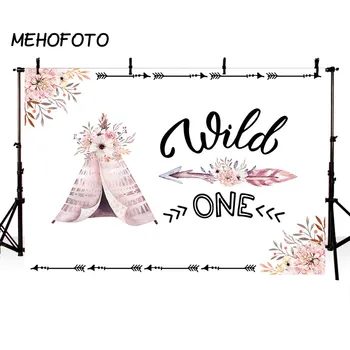 

MEHOFOTO Wild One Photography Backdrops Boho Tribal Tent Banner Tribal Birthday Party Carnival Background for Photo Studio