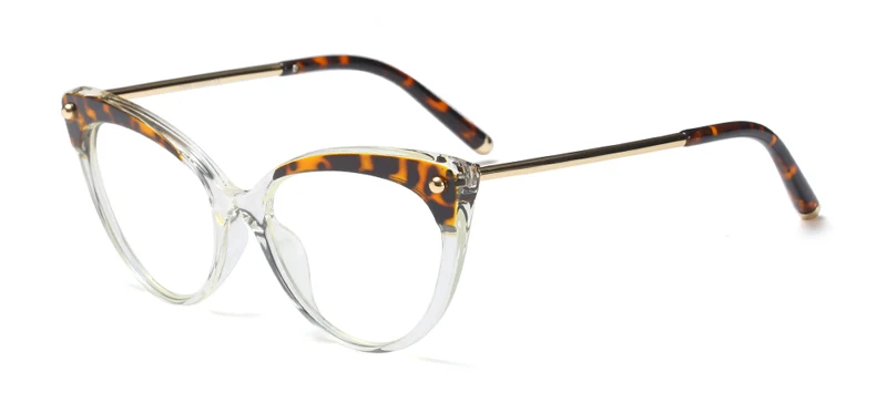 Оригинальные небольшие солнцезащитные очки "кошачий глаз" в стиле ретро оправы для очков для женщин прозрачные оптические оправы для очков TR90 полуметаллический черного цвета с леопардовым принтом - Цвет оправы: leopard clear