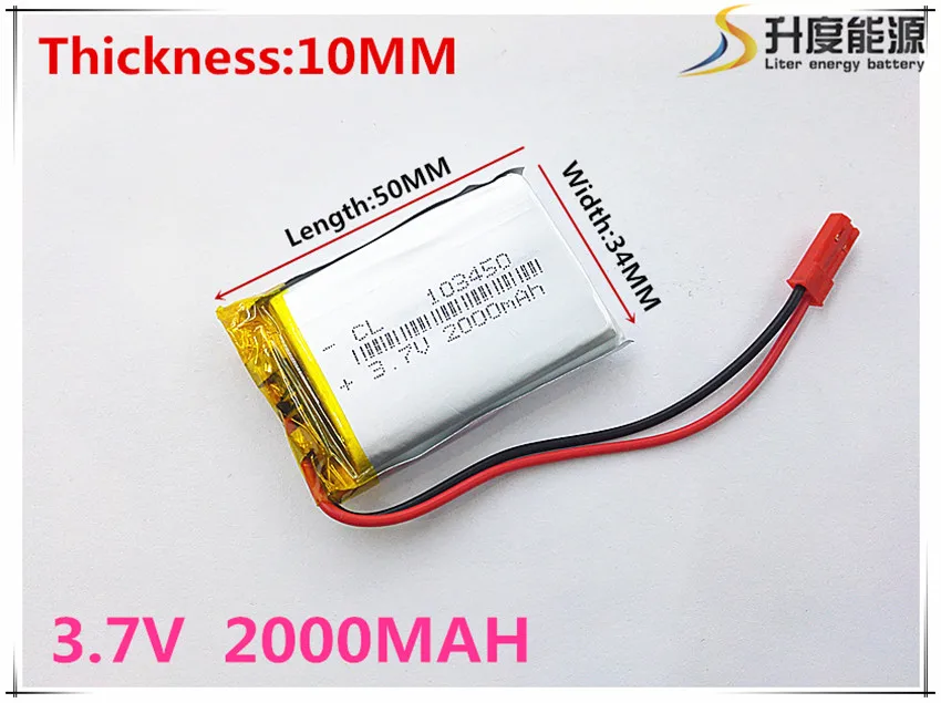 

Polymer battery 2000 mah 3.7V 103450 smart home MP3 speakers Li-ion battery for dvr,GPS,mp3,mp4,cell phone,speaker