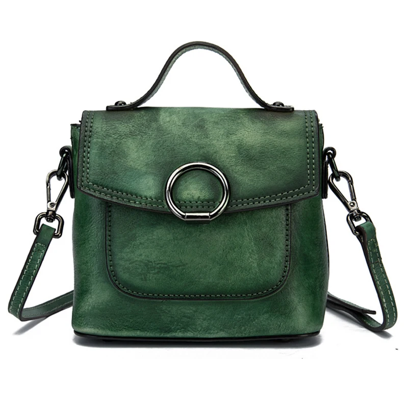 

Genuine Leather Bags Shoulder Messenger Cross Body Handbag Tote Purse Brush Color Vintage Pouch Women Top Handle Flap Bag