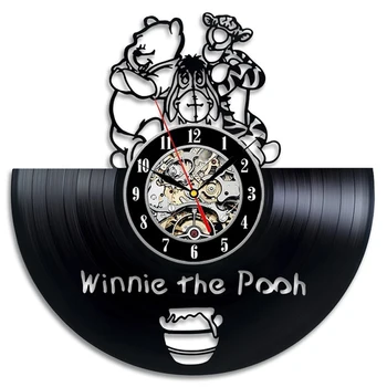 

3D Vinyl Record Wall Clock Modern Design Winnie the Pooh Cartoon Clock Decorative Kids Room Wall Watch Home Decor Gifts for Kids