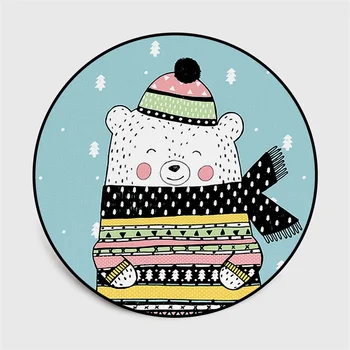 

Cute Lovely Cartoon Polar Bear Round Parlor Living Room Bedroom Decorative Carpet Area Rug Pet Child Kids Mat Chair Pad Door Mat