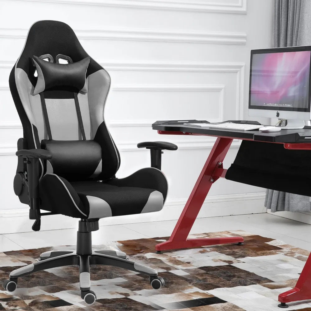 

Samincom Backrest:20.8*31.5" Seat:21.2*21.2" adjustable Swivel Chair Gray Black Ergonomic High-Back Large Gaming Office Chair