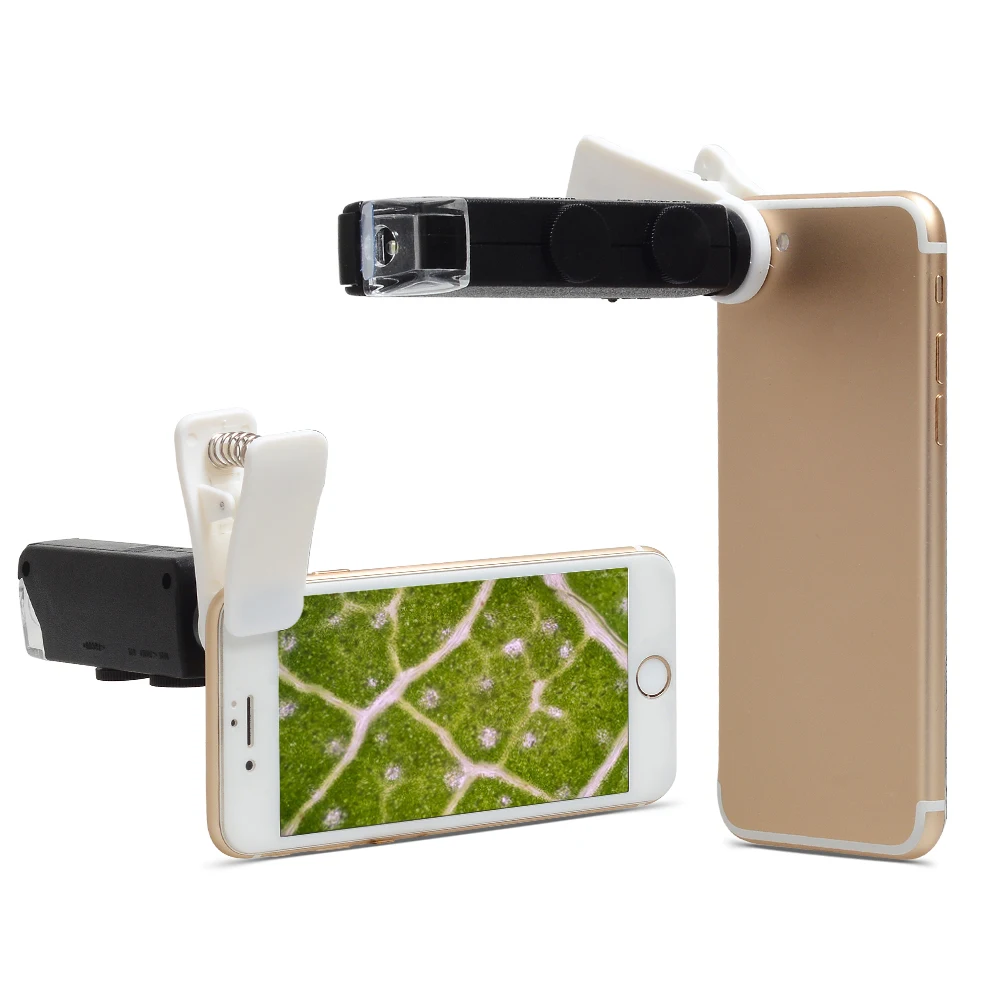 Универсальный клипса светодиодный 60X-100X зум микроскоп Лупа микро мобильный телефон объектив камеры для iPhone 7 6 samsung S5 Xiaomi huawei