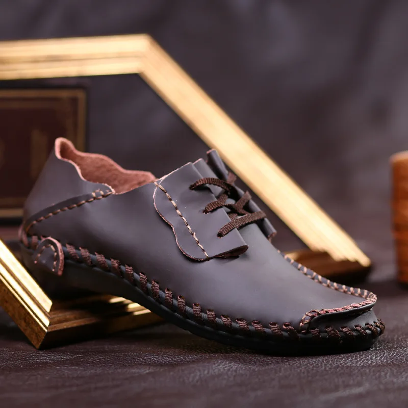 

Autumn breathable handmade shoes men's casual shoes peas shoes Korean version of the tide large code wide version of men's shoes