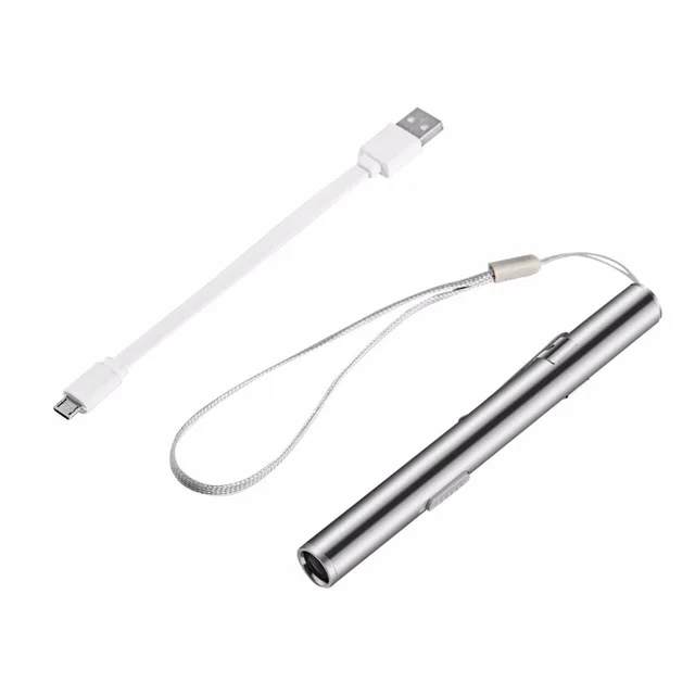 Energy-saving Portable Professional Medical Handy Pen Light USB Rechargeable Mini Flashlight LED Torch with Stainless Steel Clip - Image 6