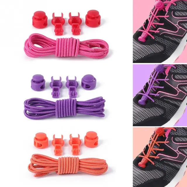 Elastic Shoelaces Lock Stretch Laces Triathlon Running Trainers ...