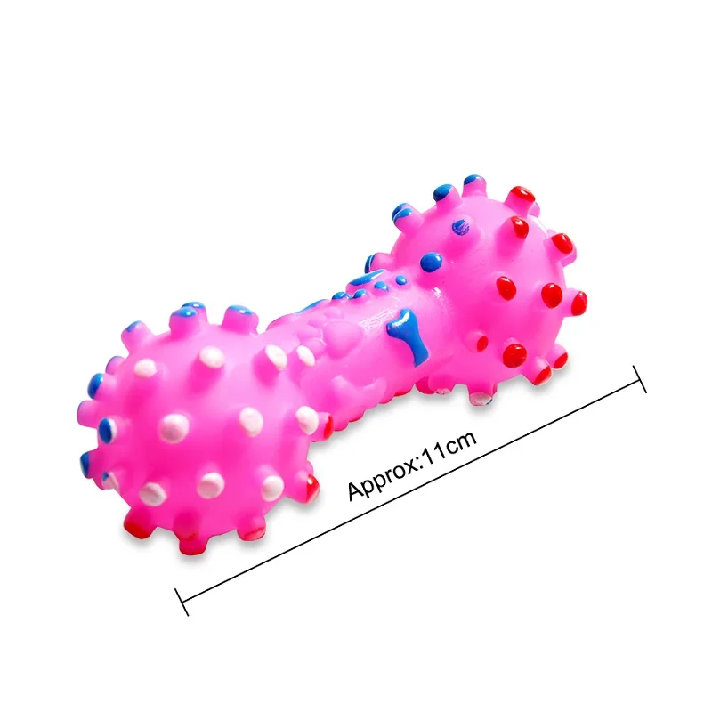 Игрушки для собак из натурального каучука, забавные игрушки для щенков, устойчивые к укусам, молярная тренировка, развивающая интеллект, пищащая игрушка - Цвет: dumbbell