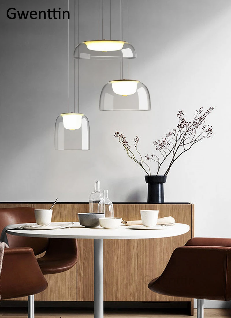Современный подвесной светильник, стеклянный скандинавский светодиодный ...