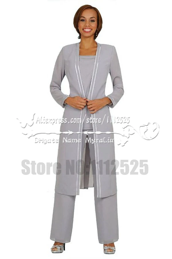 grey mother of the bride pant suits