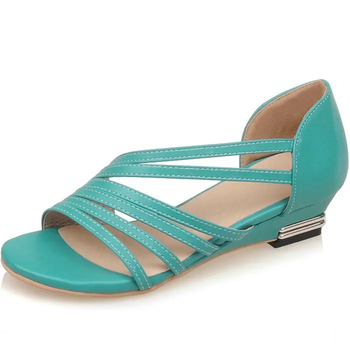 

AIWEIYi Big Size 34-47 Fashion Cutouts Slip-on Women Sandals Open Toe Low Wedges Bohemian Summer Shoes Beach shoes women