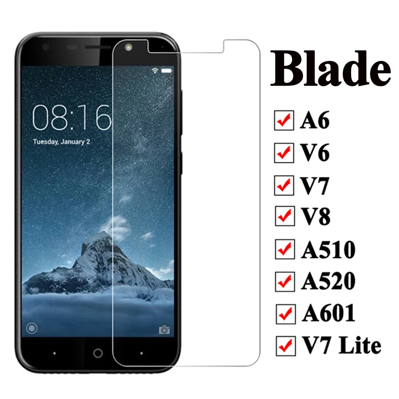 Для ZTE Blade A520 стекла v7 светом lite v7lite a6 v6 v 7 v8 a510 a601 и v-образным вырезом, 7, 6, 8, стеклянная прозрачная защитная пленка для экрана закаленное защитное стекло