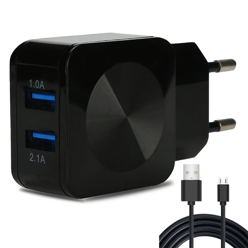 

Dual USB Charger 5V 2.1A Travel Wall Chargers US EU Quick Charging Port Micro Type-c USB Cable Fast Charge for Apple Xiaomi HTC