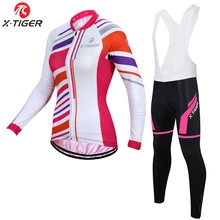 X-Tiger женские зимние термофлисовые велосипедные майки набор Pro спортивная одежда для езды на горном велосипеде для женщин супер теплая одежда для велоспорта