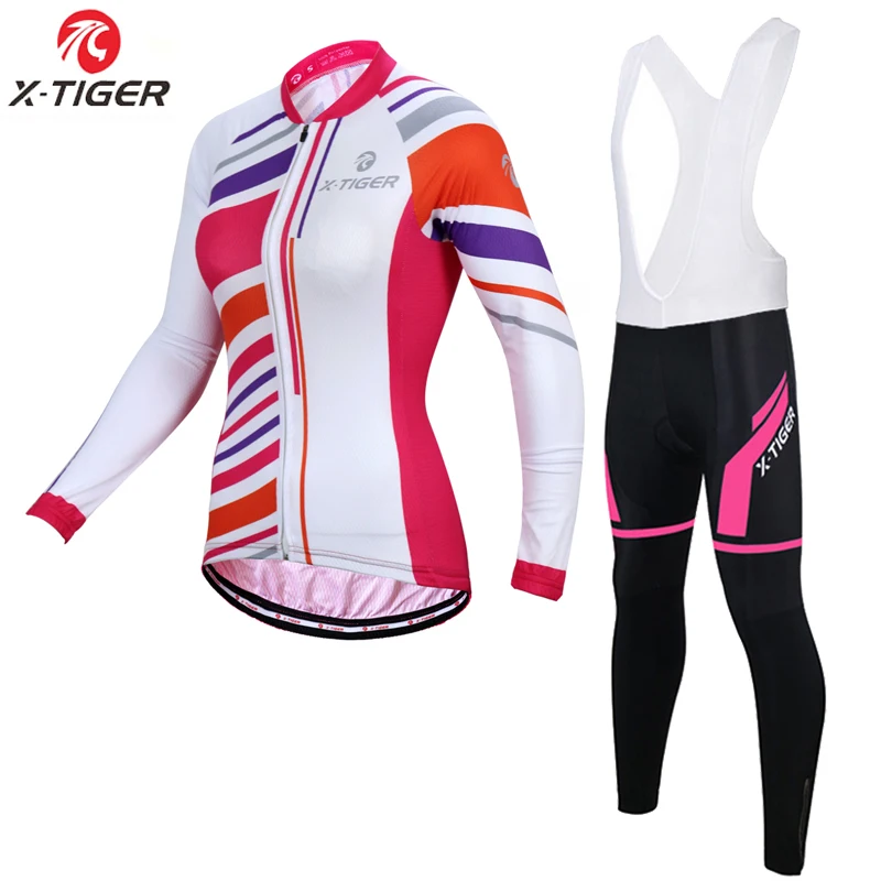 

X-Tiger Women Winter Thermal Fleece Cycling Jerseys Set Pro MTB Bicycle Sportswear For Women Super Warm Cycling Clothing