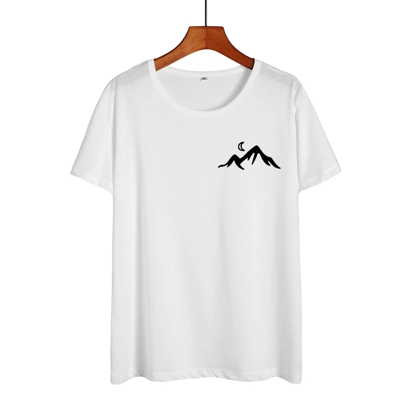 Женские топы для походов и кемпинга, футболка с карманом и принтом горы Tumblr, хипстерская черная, белая хлопковая футболка, Повседневная футболка для женщин
