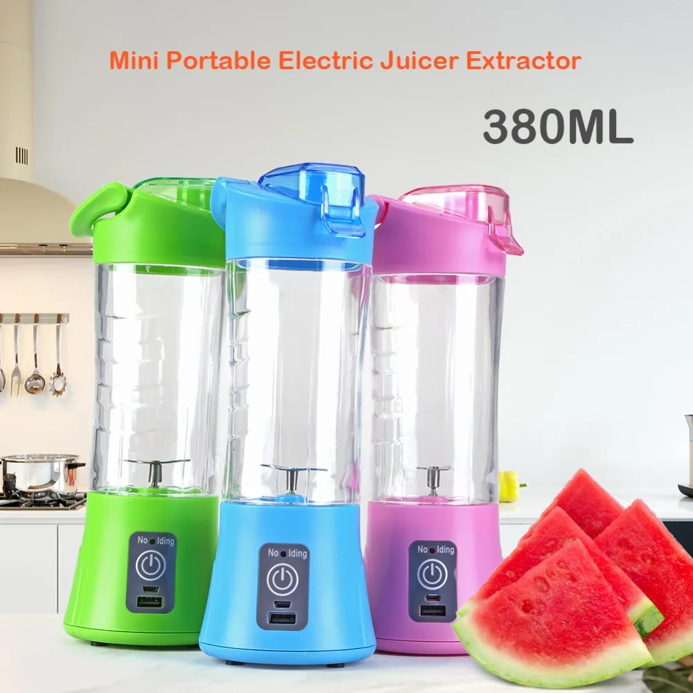 

380ml USB Rechargeable Blender Portable Mini Electric Juicer Stainless Steel Juice Extractor Mixer Machine Smoothie Maker