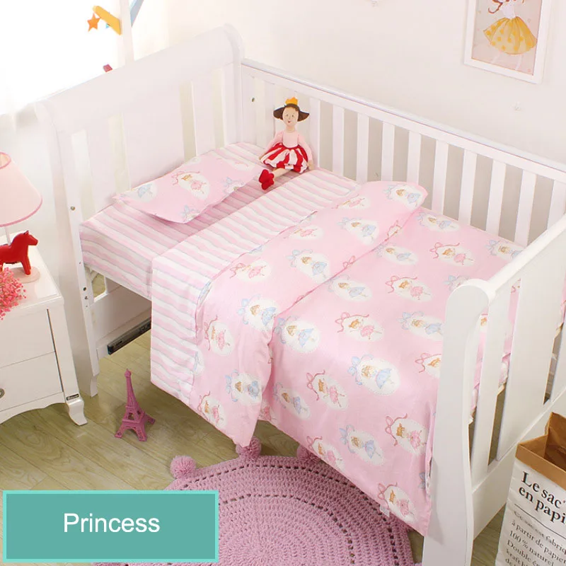 Постельное белье для новорожденных малышей, комплекты из 3 предметов, Детские спальные комплекты, детская кроватка, комплект с рисунком облаков, с пододеяльником, наволочка, простыня на плоской подошве - Цвет: Princess