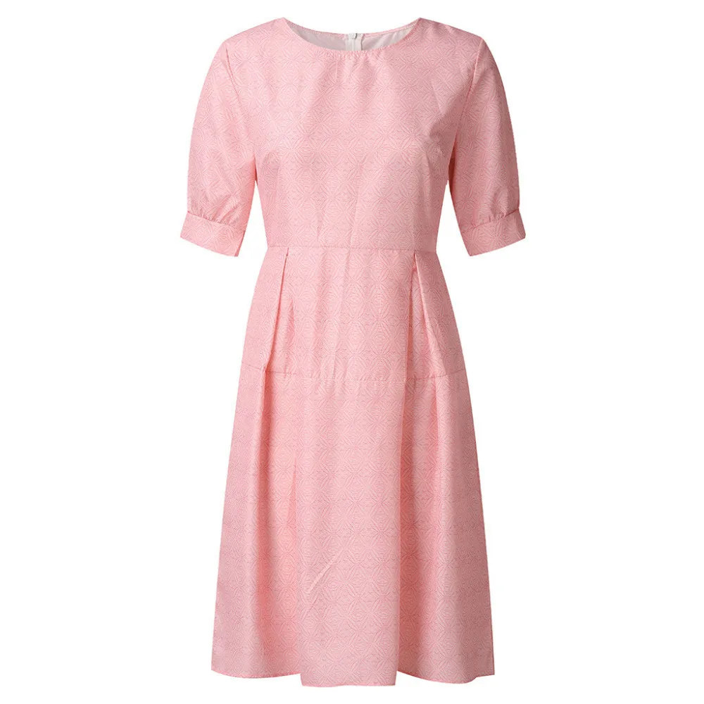 2019 summer ladies print A-shaped elegant ruffle beach dress long short-sleeved knee-length vintage  beach dress cotton 40J3 (10)