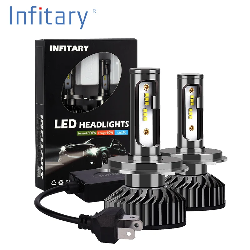 

Infitary 2pcs H4 LED H1 H11 9006 H7 LED ZES Car Headlight 72W 8000LM Auto Headlamp Light Bulb Fog Lights White 6500K 12V Lamp