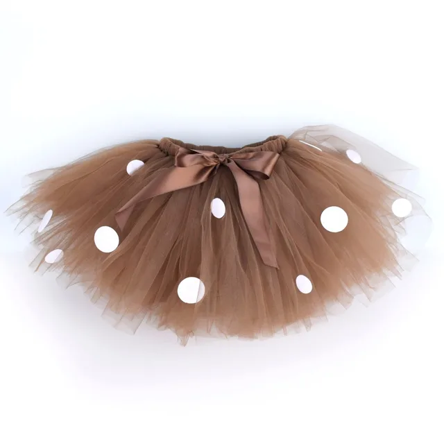 Deer Costume Brown Fluffy Tutu Skirt for Girls Baby Birthday Party Polka Dots Skirt Halloween Costume Dance School Tutus 0-12Y 4